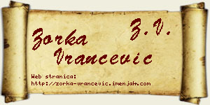 Zorka Vrančević vizit kartica